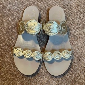 Jack Rogers Gold Leather Flat Sandals